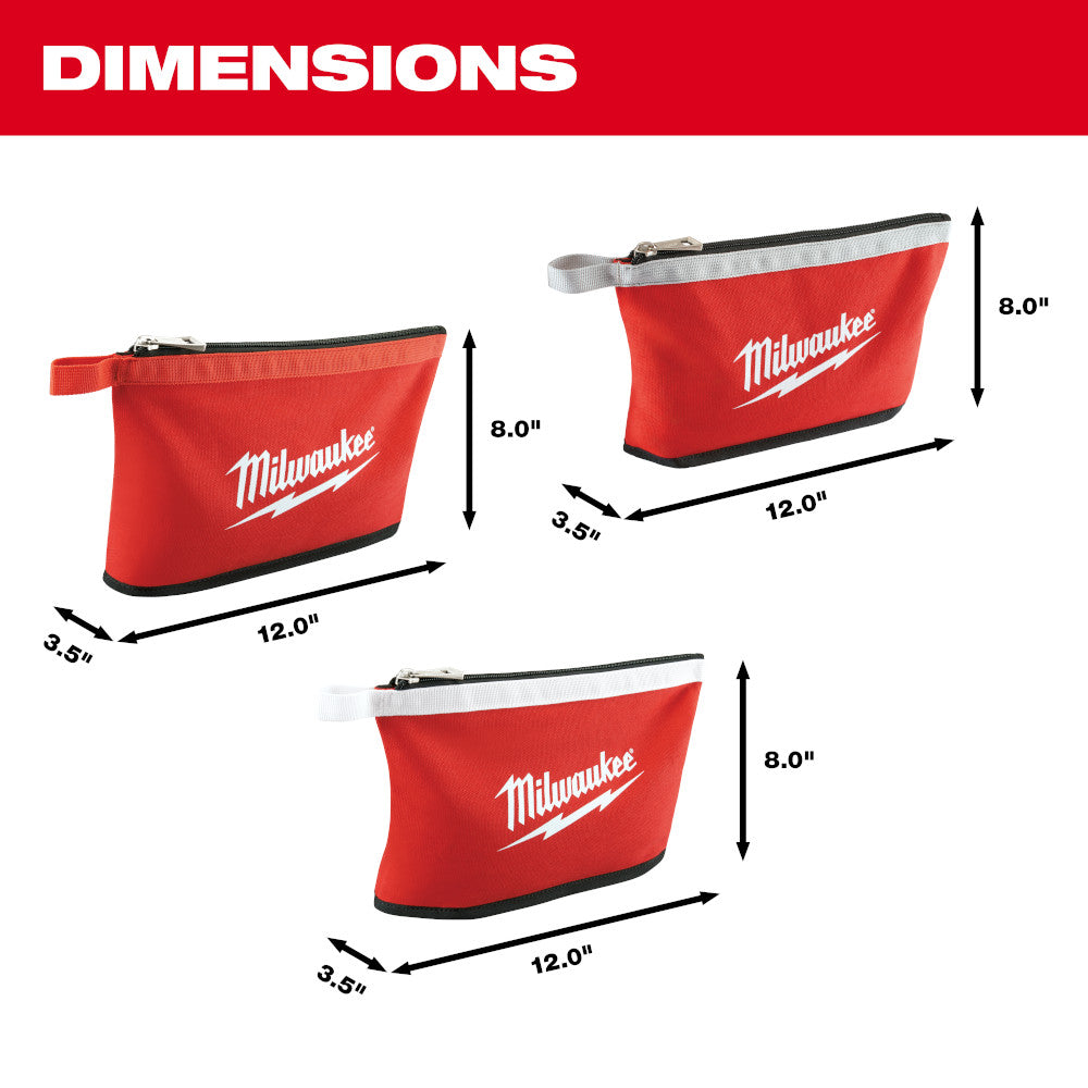 Milwaukee 48-22-8193, 3PK COLORED ZIPPERED POUCHES