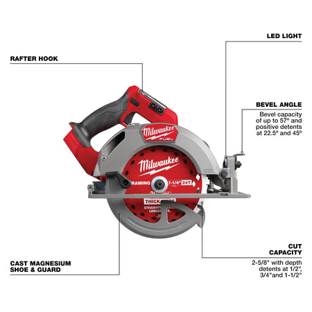 Milwaukee 2834-20, M18 FUEL™ 7-1/4” Circular Saw (Tool Only)