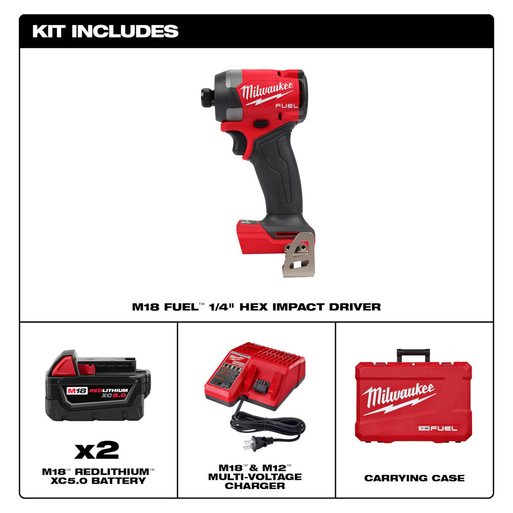 Milwaukee 2953-22, M18 FUEL™ 1/4" Hex Impact Driver Kit