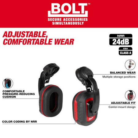 Milwaukee 48-73-3250, BOLT 24dB Hard Hat Earmuffs