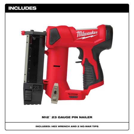 Milwaukee 2540-20, M12 23 Gauge Pin Nailer (Tool Only)