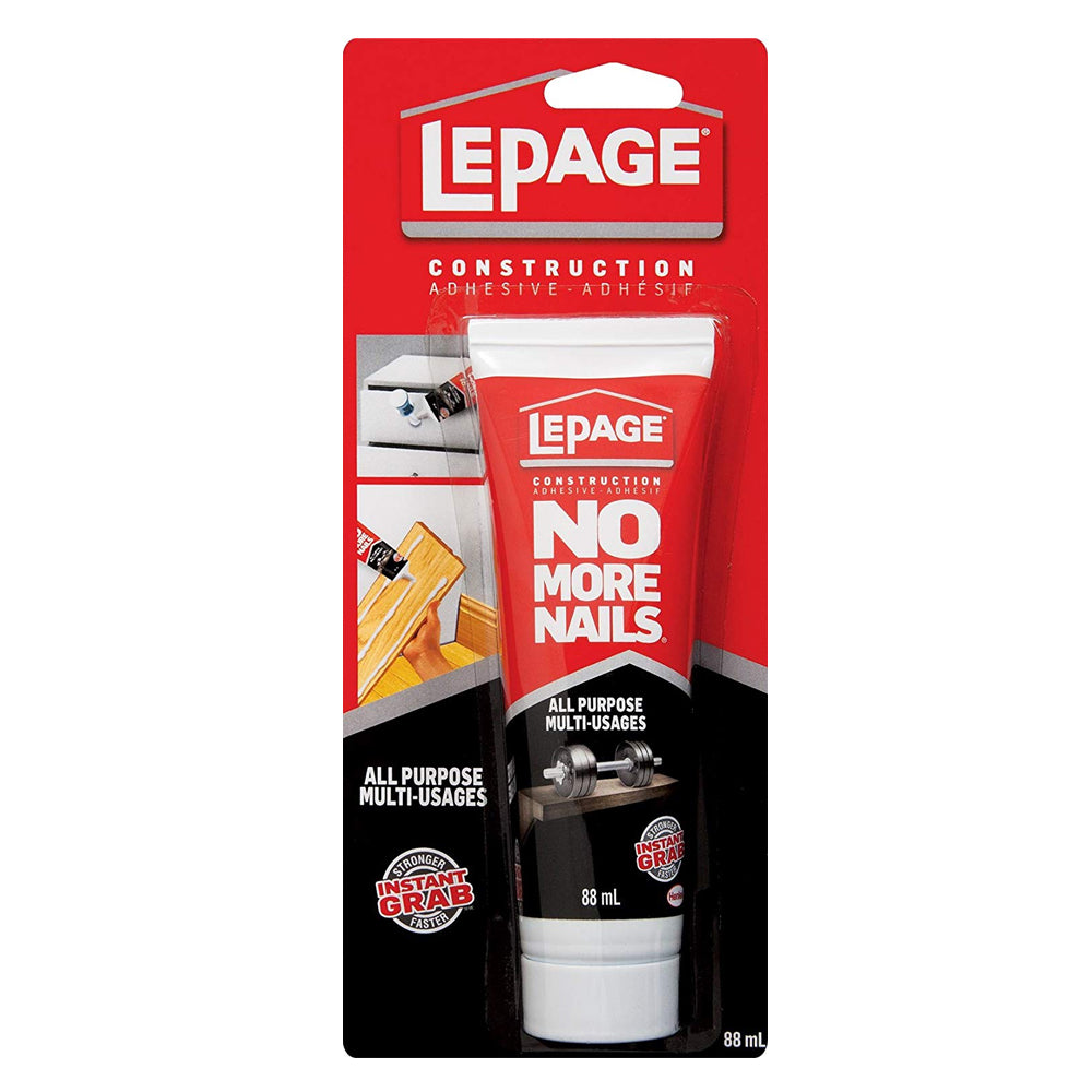 LePage 2047863, No More Nails All Purpose Instant Grab Construction Adhesive Squeeze Tube