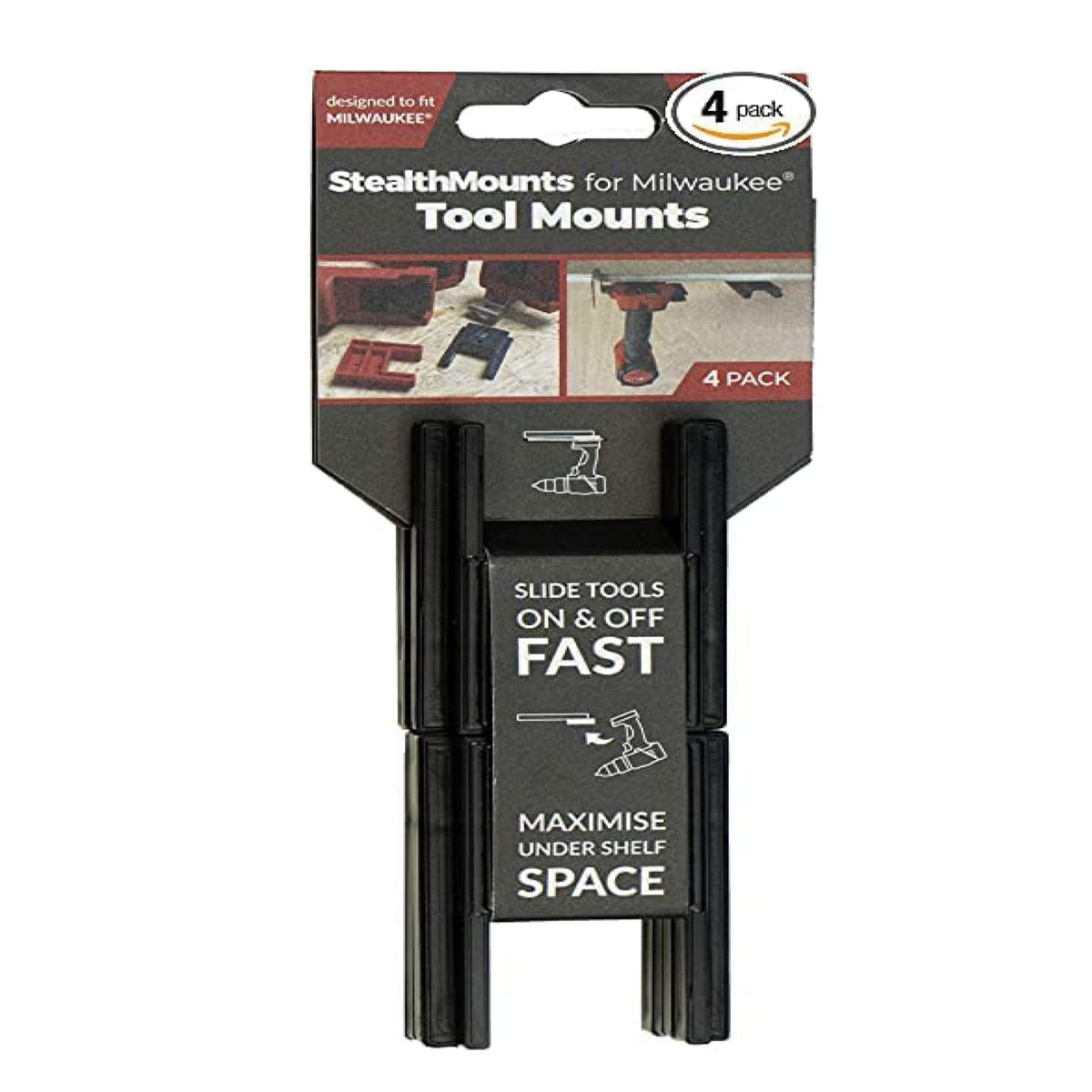StealthMounts TM-MK18-BLK-4, Makita 18v LXT Tool Mount (4 pack) - Black