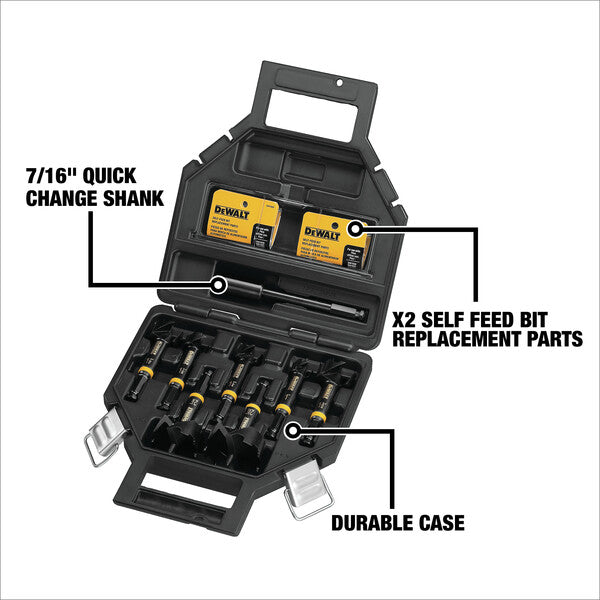 DEWALT DW1649, 8-Pc. Self-Feed Wood Drill Kit