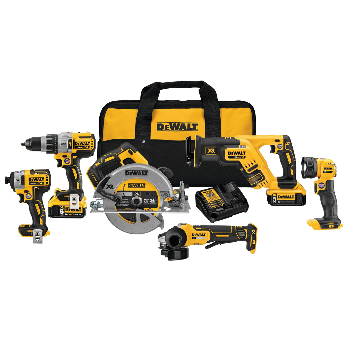 DEWALT DCK695P2, 20V XR Brushless 6-Tool Combo Kit (5.0 Ah)