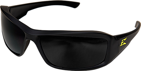 Edge Eyewear TXB436-E1, Brazeau Torque, Matte Black Frame, Yellow Logo/Smoke Lens (Polarized)