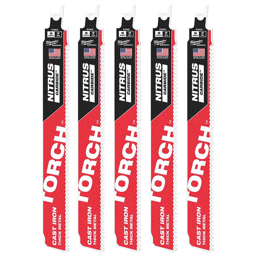 Milwaukee 48-00-5562, 9" 7TPI The TORCH with NITRUS CARBIDE for CAST IRON (5 pkg)