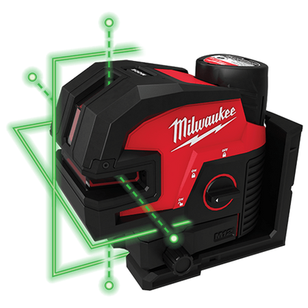 Milwaukee 3624-20, M12™ Green Cross Line & 4-Points Laser