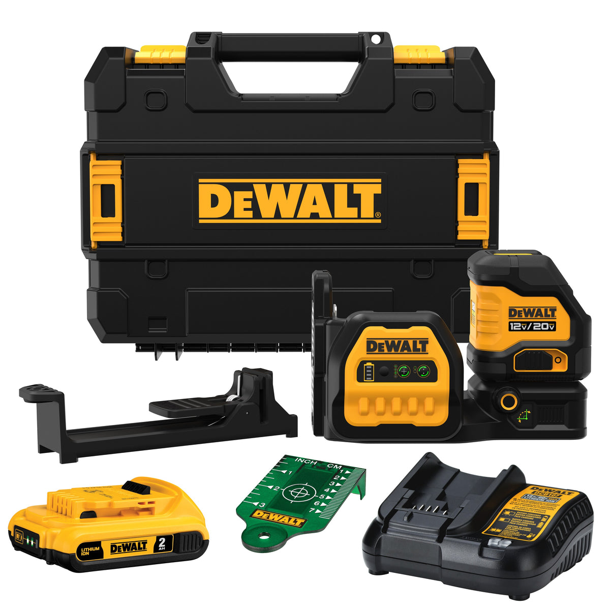 DEWALT DCLE34020G, 20V MAX Cordless Cross Line Green Laser Kit