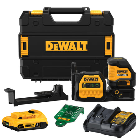 DEWALT DCLE34020G, 20V MAX Cordless Cross Line Green Laser Kit