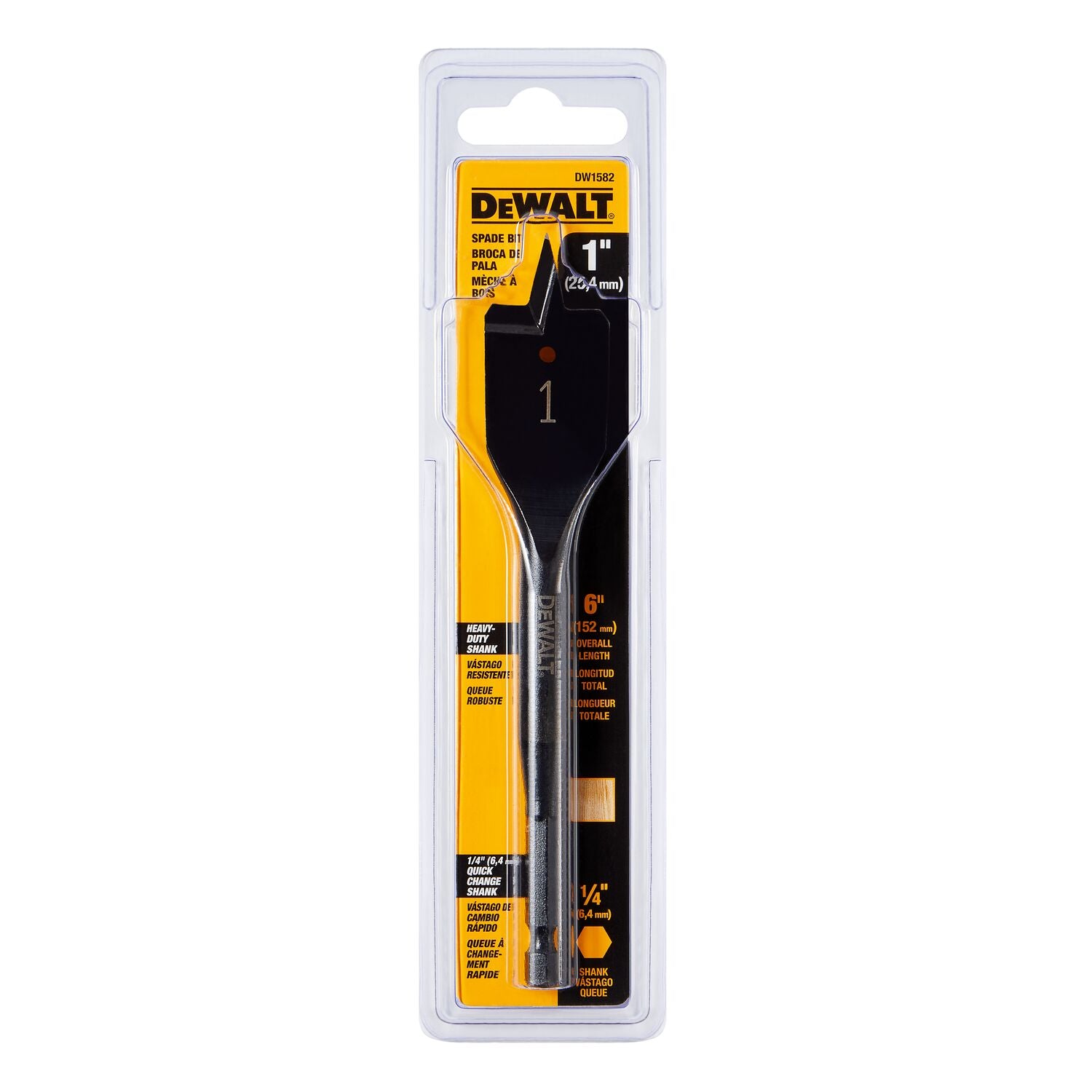 DEWALT DW1582, 1'' x 6'' Heavy Duty Spade Bit