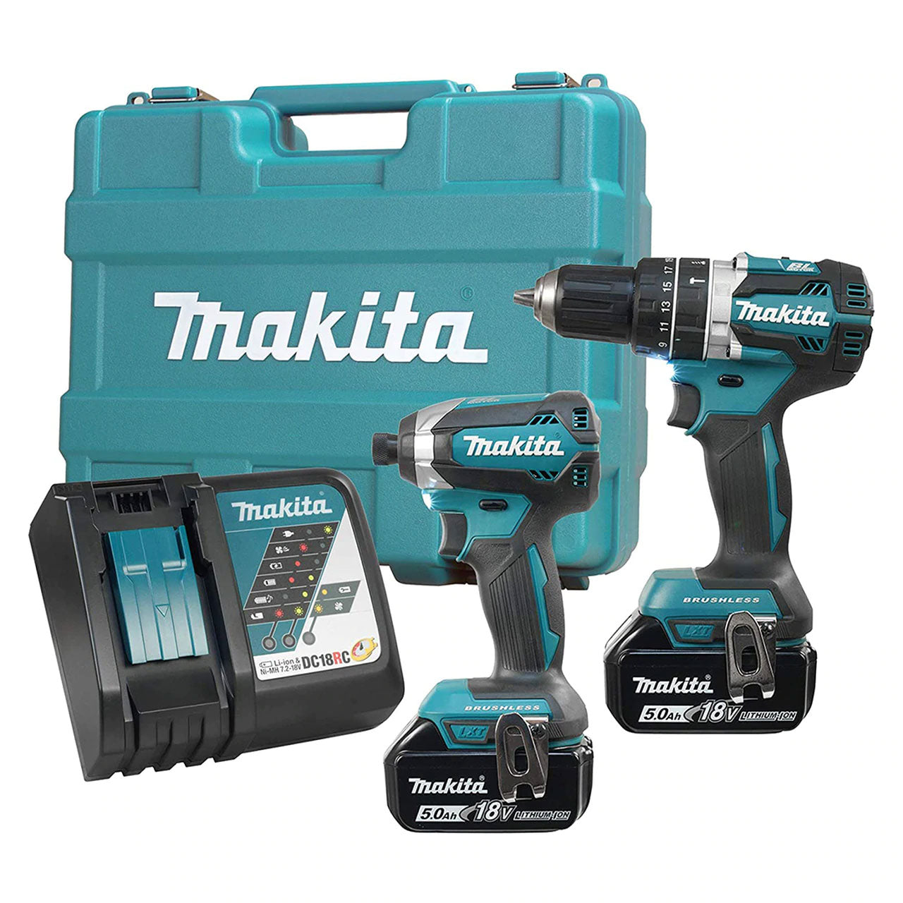 Makita DLX2180T, 18V LXT 2-Tool Combo Kit (5.0Ah) Hammerdrill + Impact