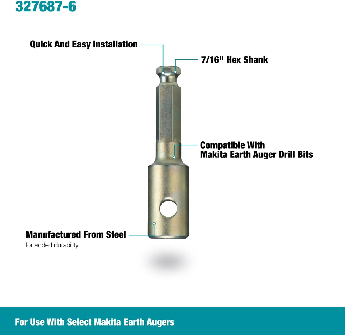 Makita 327687-6, Earth Auger Bit Adapter