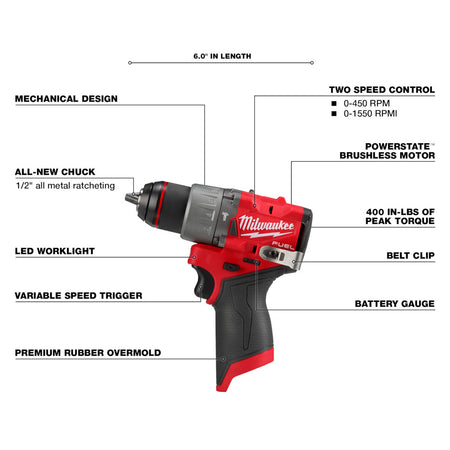 Milwaukee 3404-22, M12 FUEL™ 1/2" Hammer Drill/Driver Kit