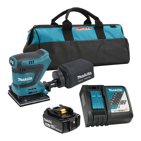 Makita DBO480RTX1, 18V LXT Cordless 1/4 Sheet Finishing Sander (5.0 Ah Kit)