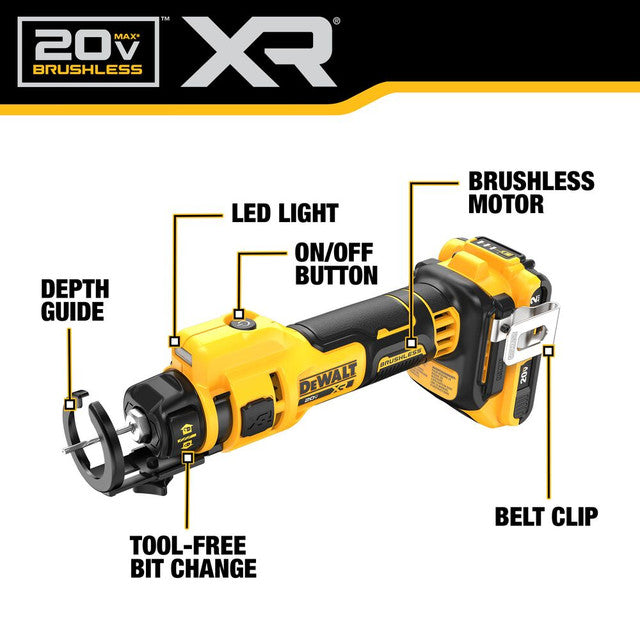 DEWALT DCK265D2, 20V MAX XR Brushless 2-Tool Drywall Screwgun & Cut-Out Tool 2x 2.0Ah Combo Kit