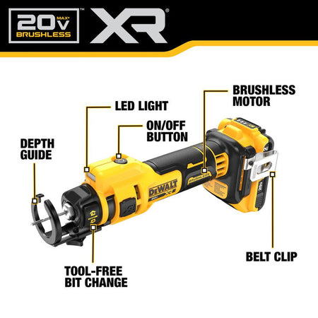 DEWALT DCK265D2, 20V MAX XR Brushless 2-Tool Drywall Screwgun & Cut-Out Tool 2x 2.0Ah Combo Kit