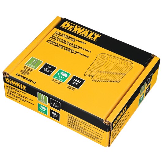 DEWALT DFS9200B1G, 9Ga Galv Barbed Staples 2'' (960/PK)