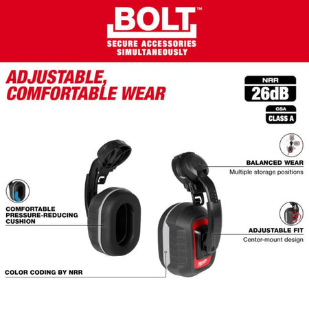 Milwaukee 48-73-3251, BOLT 26dB Hard Hat Earmuffs