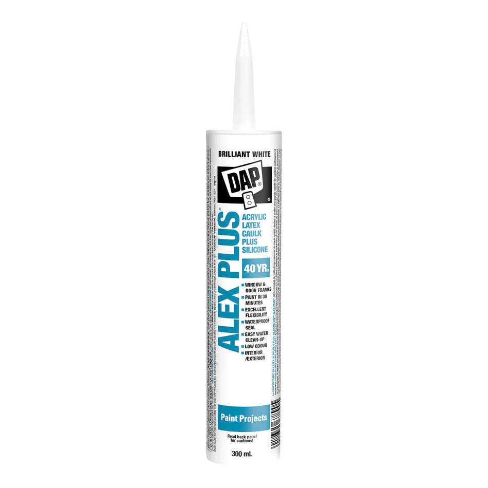 DAP 274275, Alex Plus Acrylic Latex Caulk Plus Silicone 300ml White