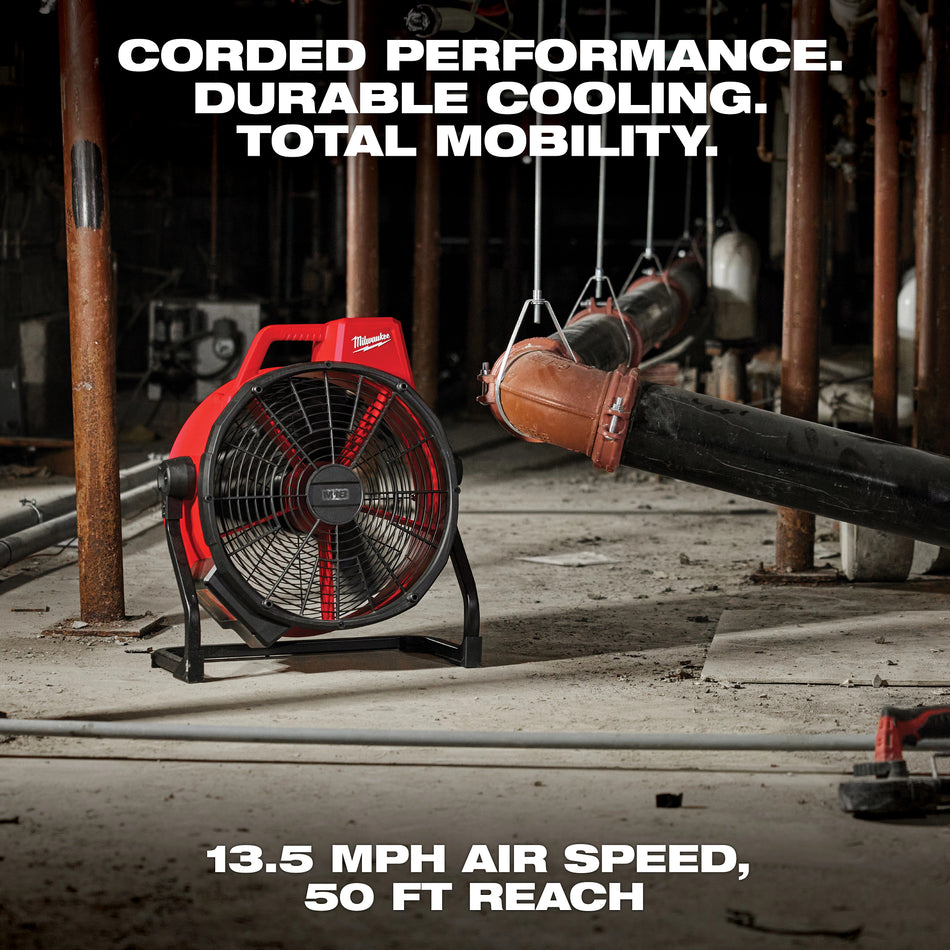 Milwaukee 0821-20, M18 Brushless 18in Fan (Bare Tool)