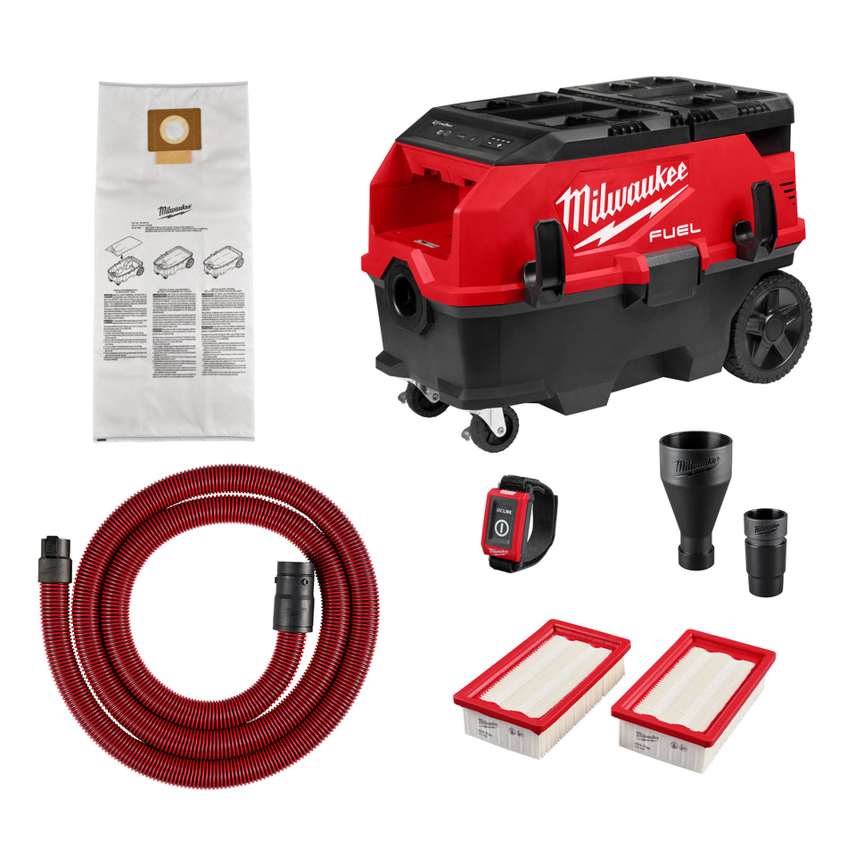 Milwaukee 0888-20, M18 FUEL 18V Li-Ion Cordless 9 Gal. Dual-Batt Dust Extractor w/ PACKOUT and VACLINK