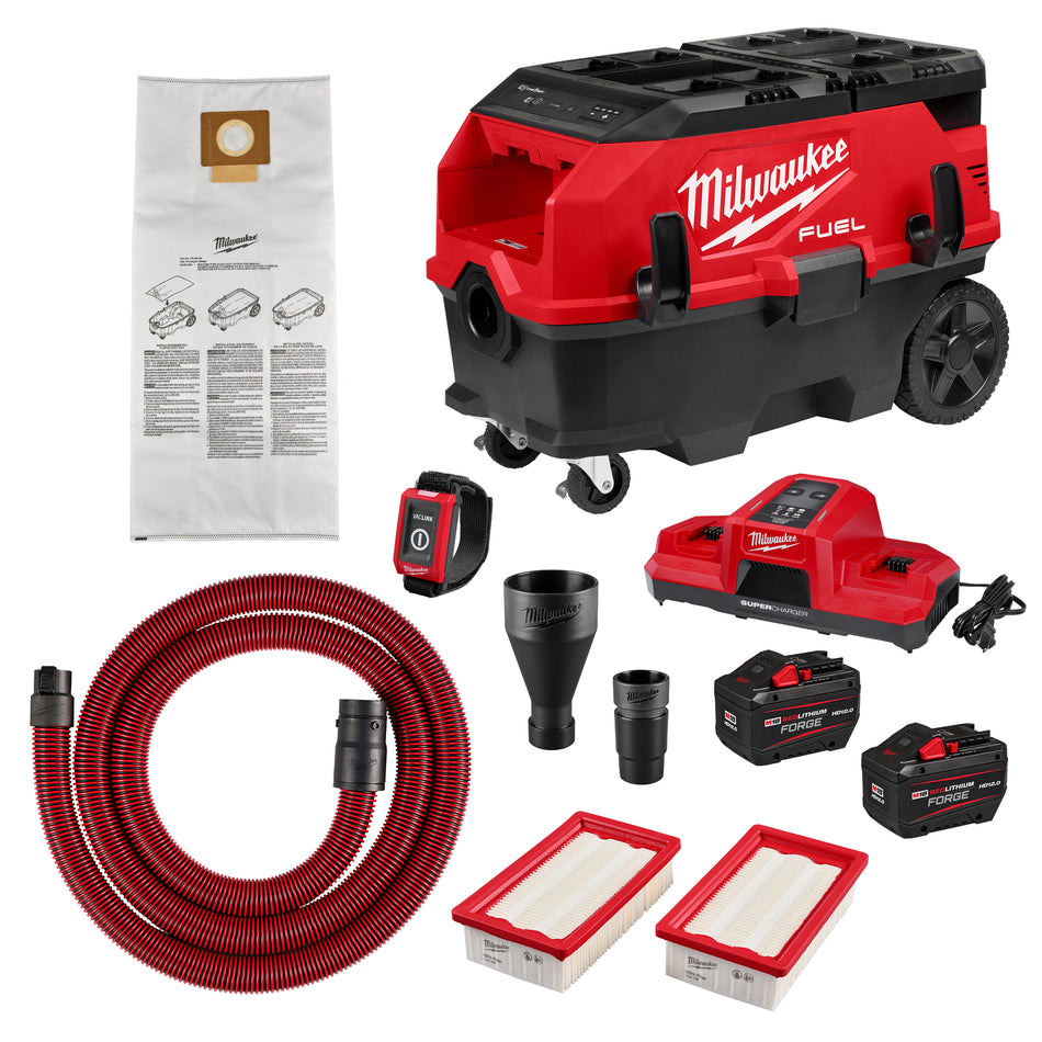 Milwaukee 0888-22HD, M18 FUEL™ 9 Gallon Dual Battery Dust Extractor w/ PACKOUT™ Compatibility and VACLINK™ Kit