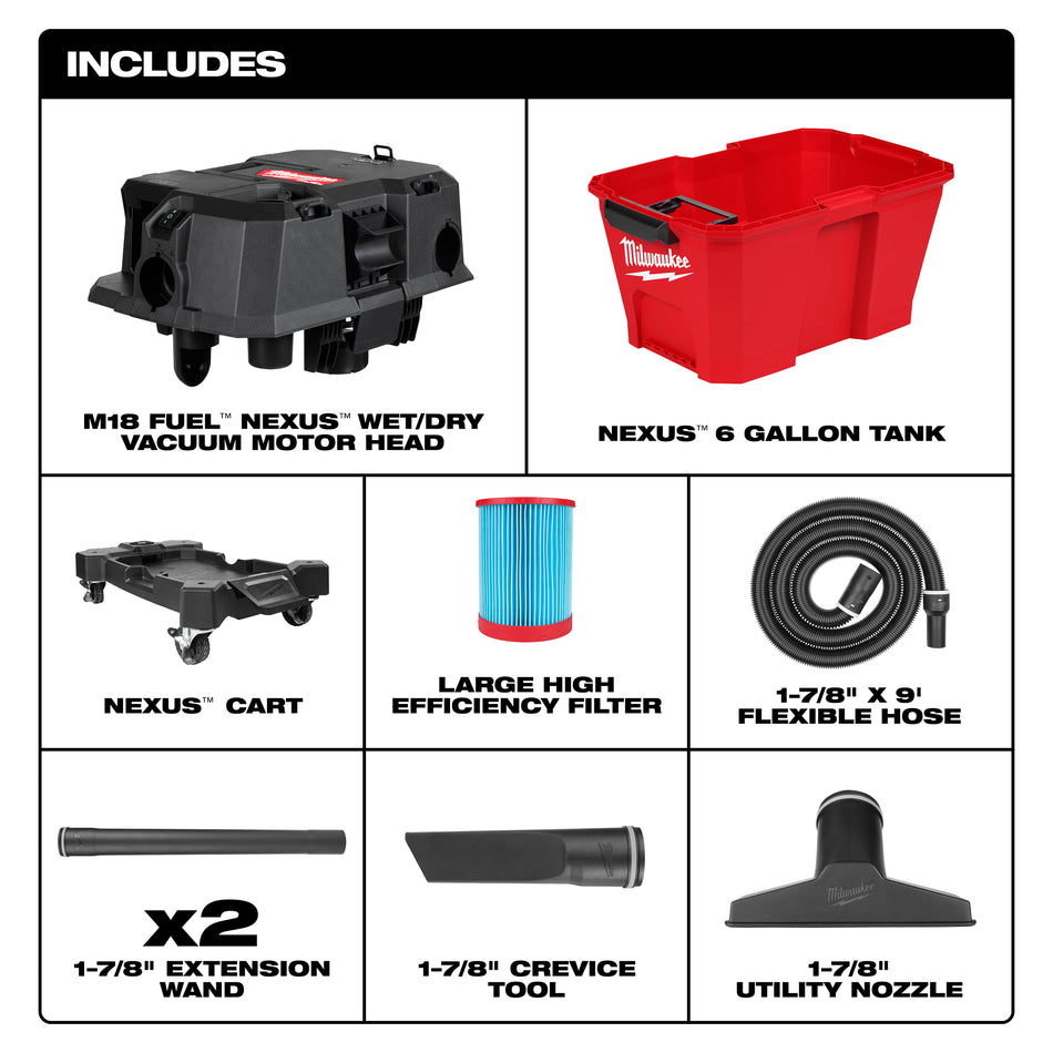 Milwaukee 0910-20, M18 FUEL™ 6 Gallon Wet/Dry Vacuum