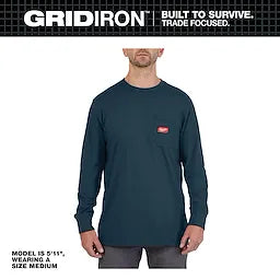Milwaukee 606BL-XL, HEAVY DUTY POCKET T - LS BLUE XL