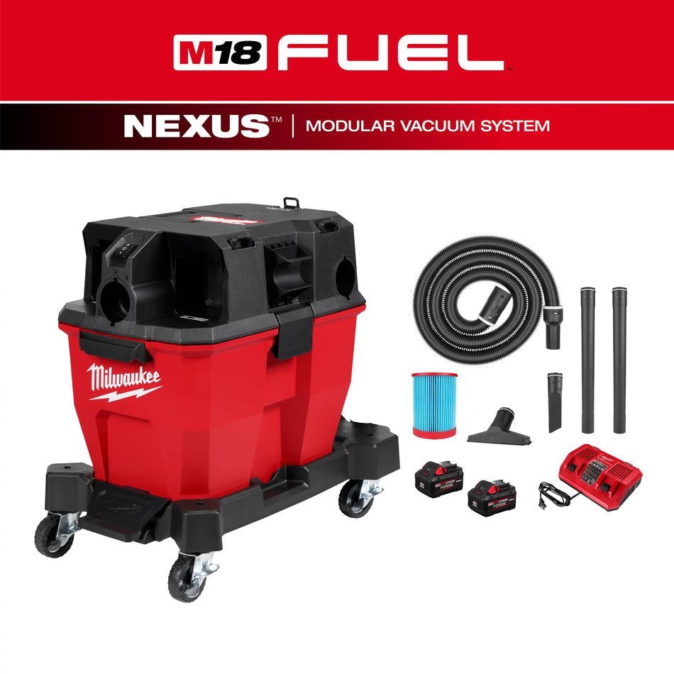 Milwaukee 0920-22HD, M18 FUEL 9 Gallon Dual-Battery Wet/Dry Vacuum Kit