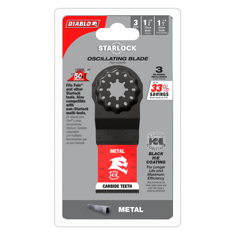 Diablo DOS125CF3, 1-1/4" AMPED™ Steel Demon™ Starlock Carbide Teeth Oscillating Blades for Metal