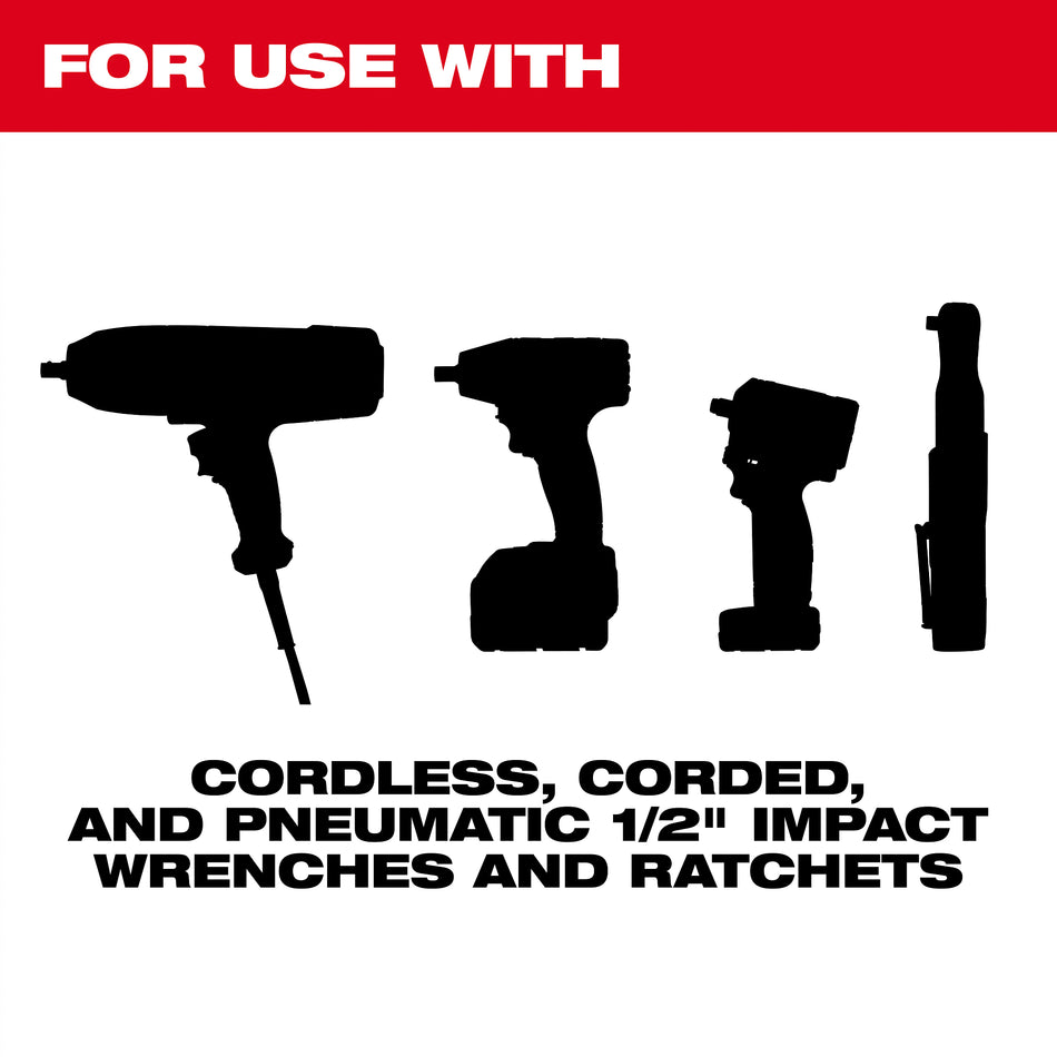 Milwaukee 49-66-7014, 1/2" Drive SHOCKWAVE Impact Duty Metric Deep 6 Point Socket Set - 14 Piece