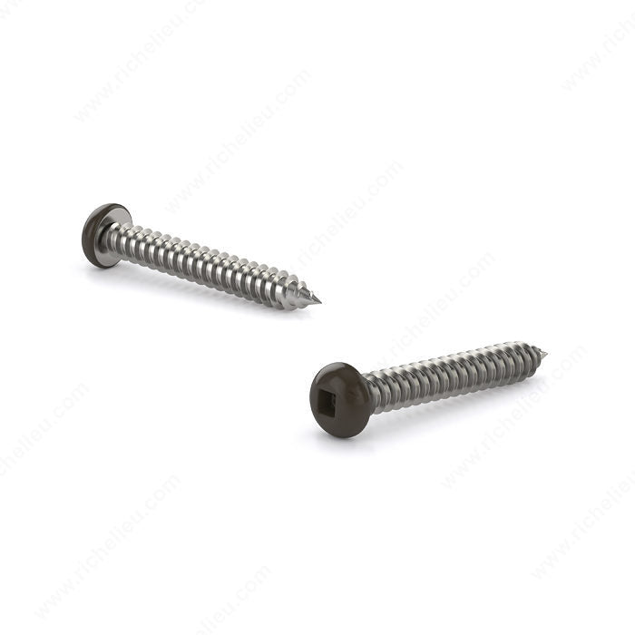 Reliable PKABR658VP, Metal Screw, Colored Pan Head, Square Drive, Self-Tapping Thread, Type A Point , Commercial Brown Painted Head (Box of 100)