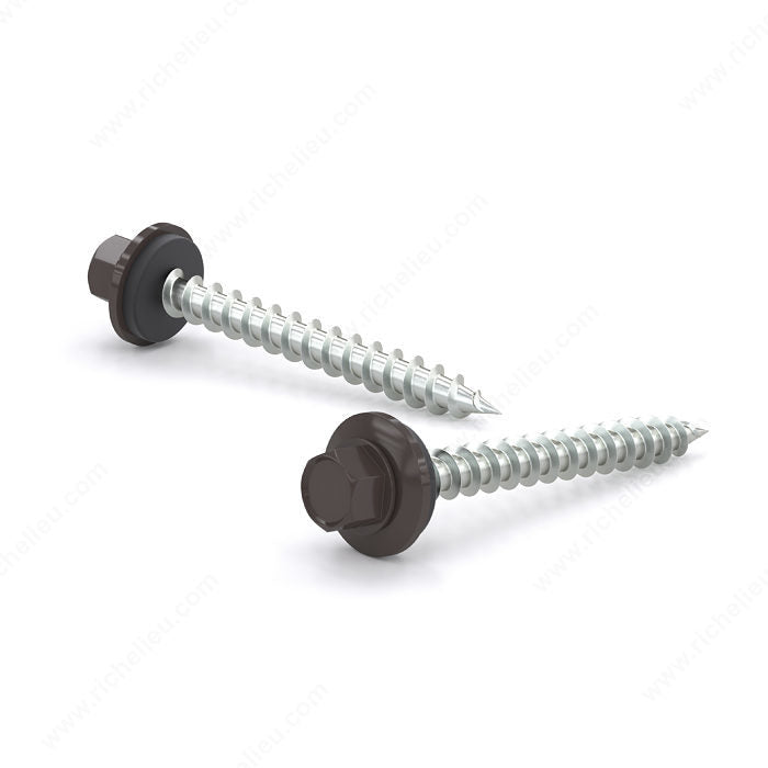 Reliable RSZ9112LBR, Colored Roof Metal Screw, Hex Head with Steel and Neoprene Washer, Self-Tapping Thread, Type A Point, #9 X 1-1/2" Light Brown (Box of 500)