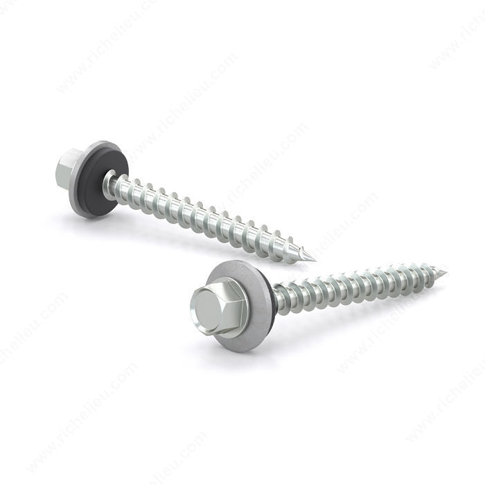 Reliable RSZ92, Colored Roof Metal Screw, Hex Head with Steel and Neoprene Washer, Self-Tapping Thread, Type A Point, #9 X 1-1/2" Nautral (Box of 500)
