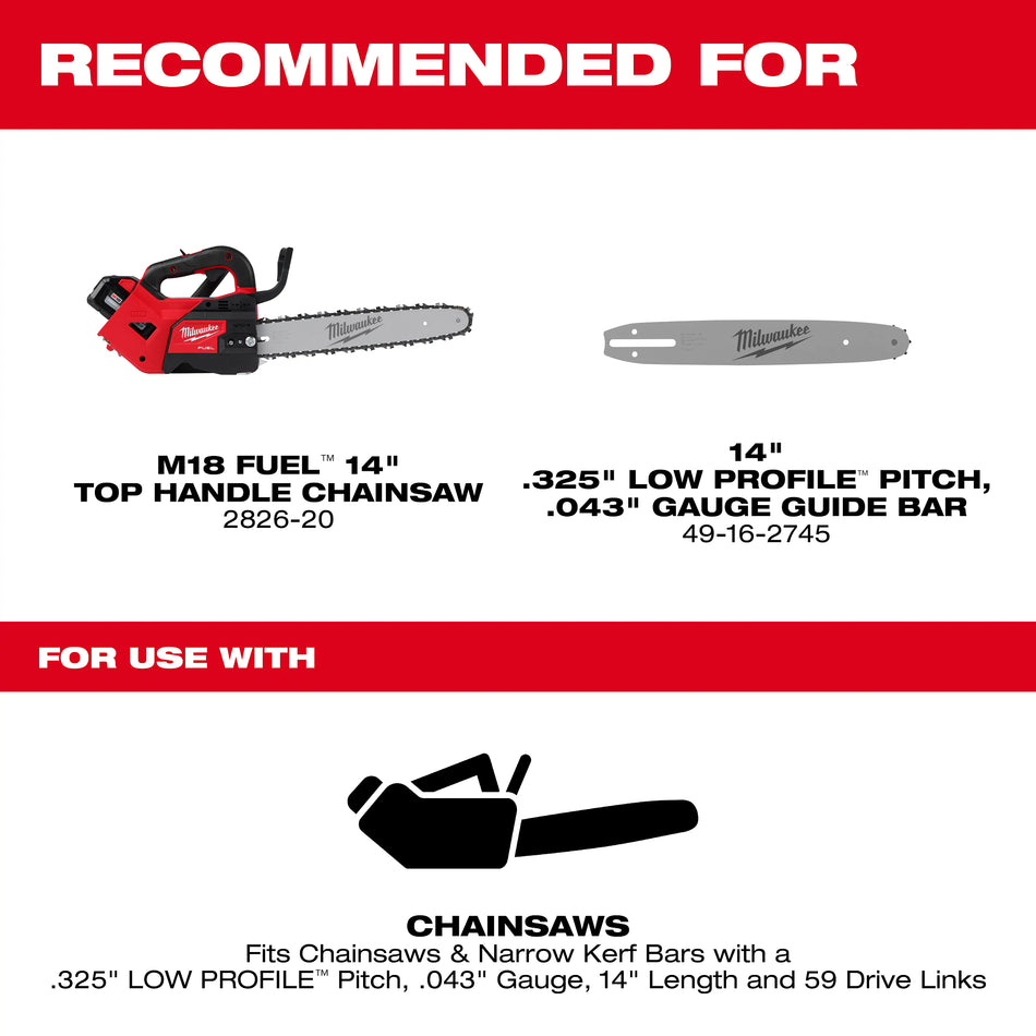 Milwaukee 49-16-2744, 14" Top Handle Chain Saw Chain