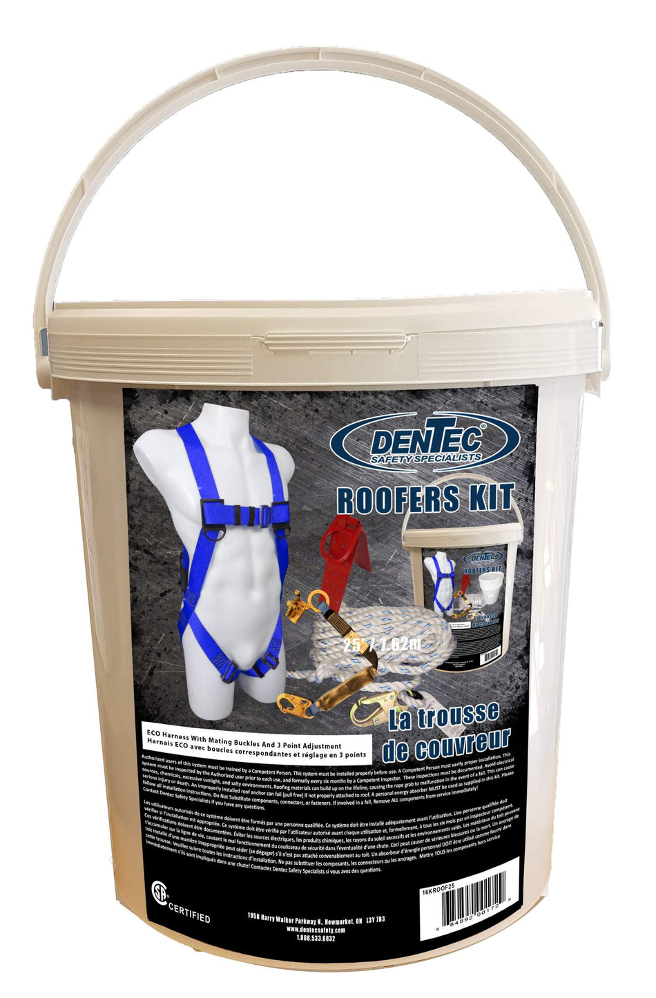 Dentec 16KROOF25, ECO ROOFER'S KIT / 25' / 2' SA LANYARD WITH ROPE