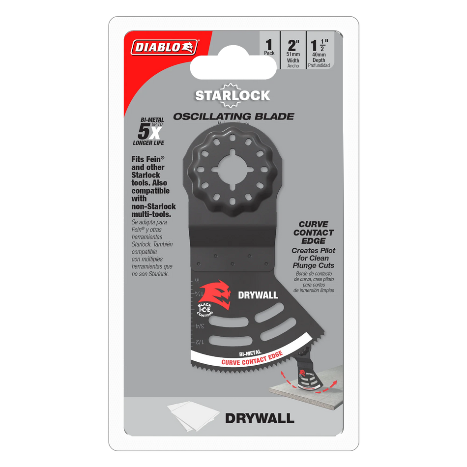 Diablo DOS200RBD, 2" Starlock Bi-Metal Oscillating Blade for Drywall