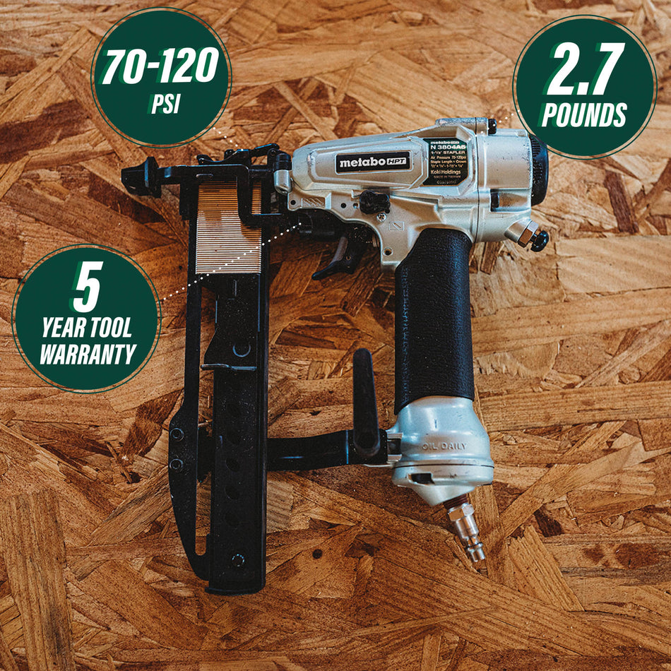 Metabo HPT N3804A5M, 1-1/2'' 18-Gauge Narrow Crown Pro Finish Stapler