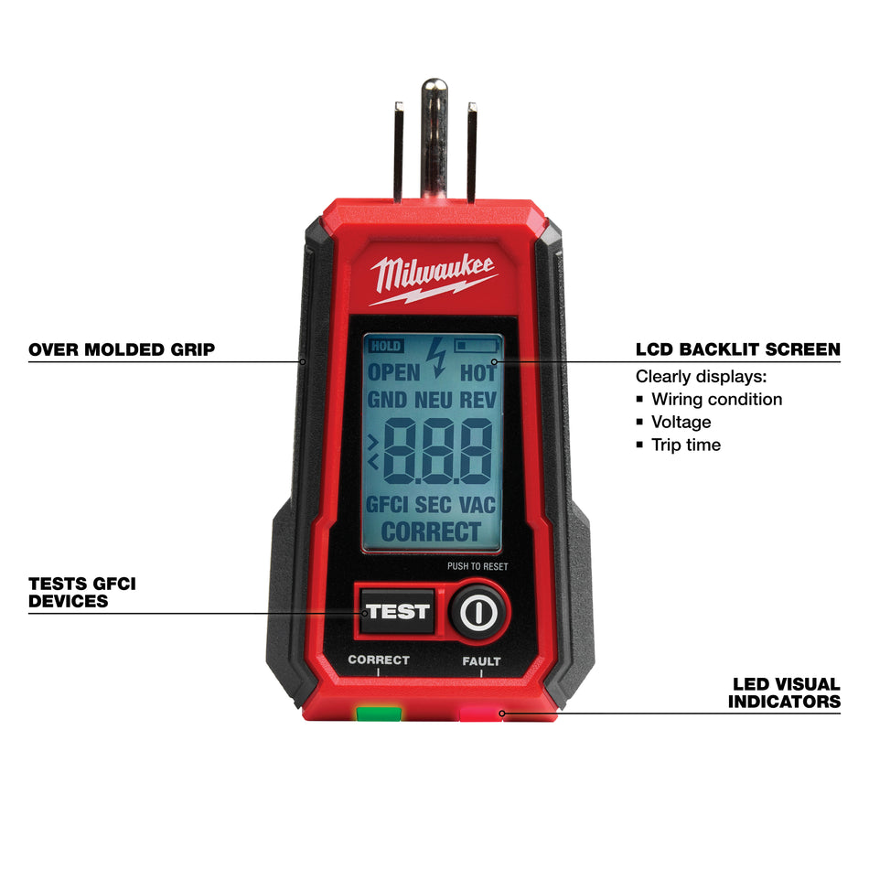 Milwaukee 2224-20, Digital GFCI Receptacle Tester