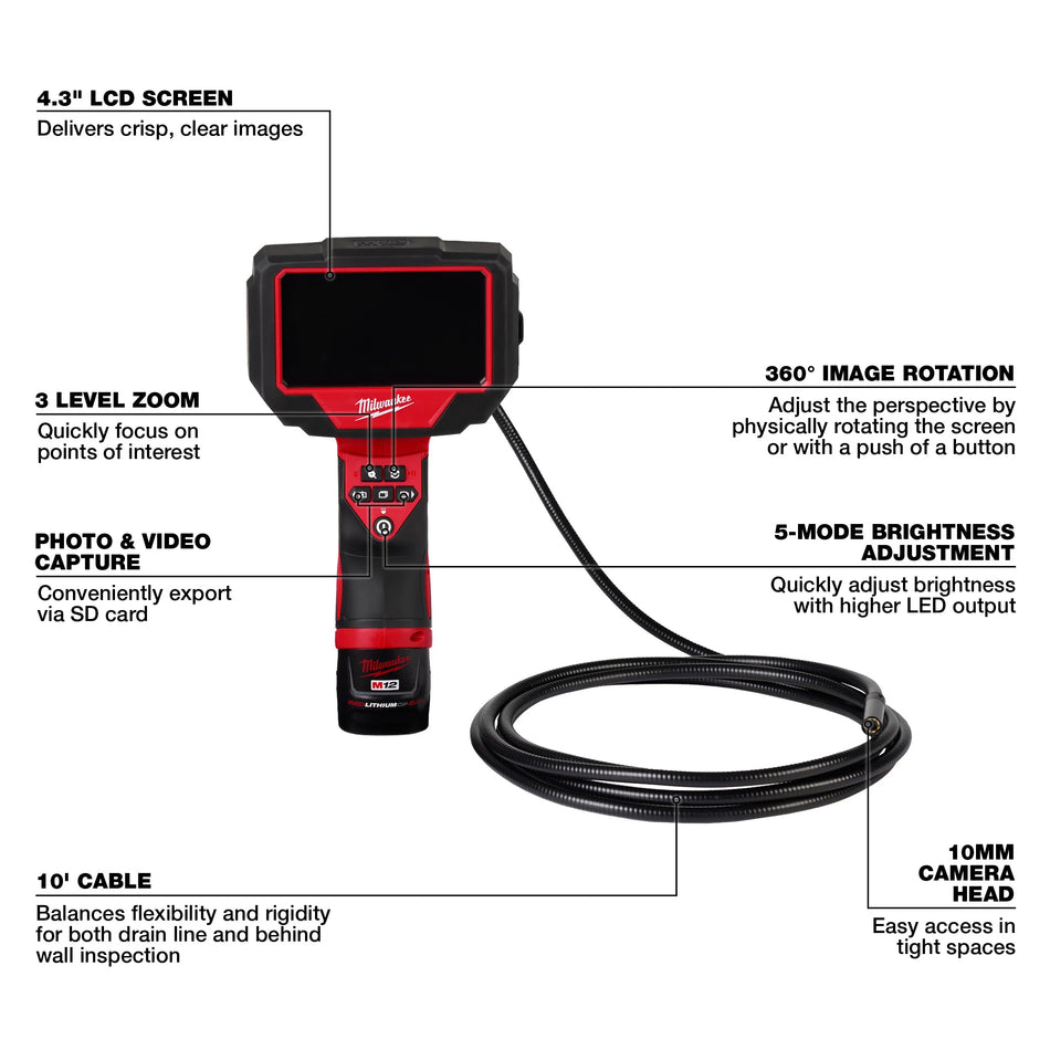 Milwaukee 2324-21, M12™ M-Spector™ 360 10' Inspection Camera