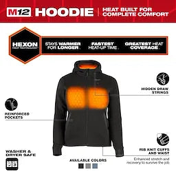 Milwaukee F200B-21, M12 BLACK HEAT WOMENS HOODIE KIT