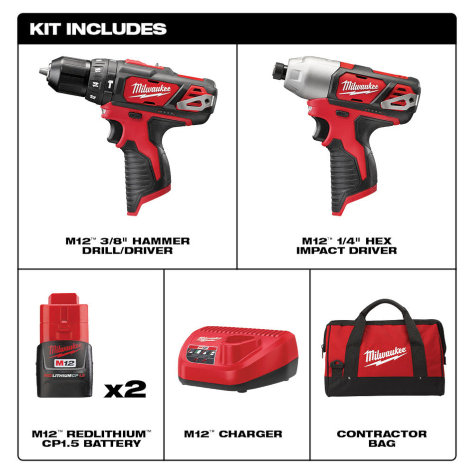 Milwaukee 2497-22, M12™ Cordless LITHIUM-ION 2-Tool Combo Kit