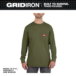 Milwaukee 606GN-XL, HEAVY DUTY POCKET T - LS GREEN XL