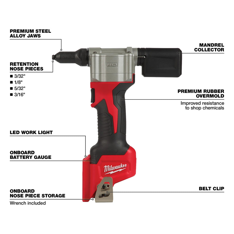 Milwaukee 2550-20, M12 Rivet Tool (Tool Only)