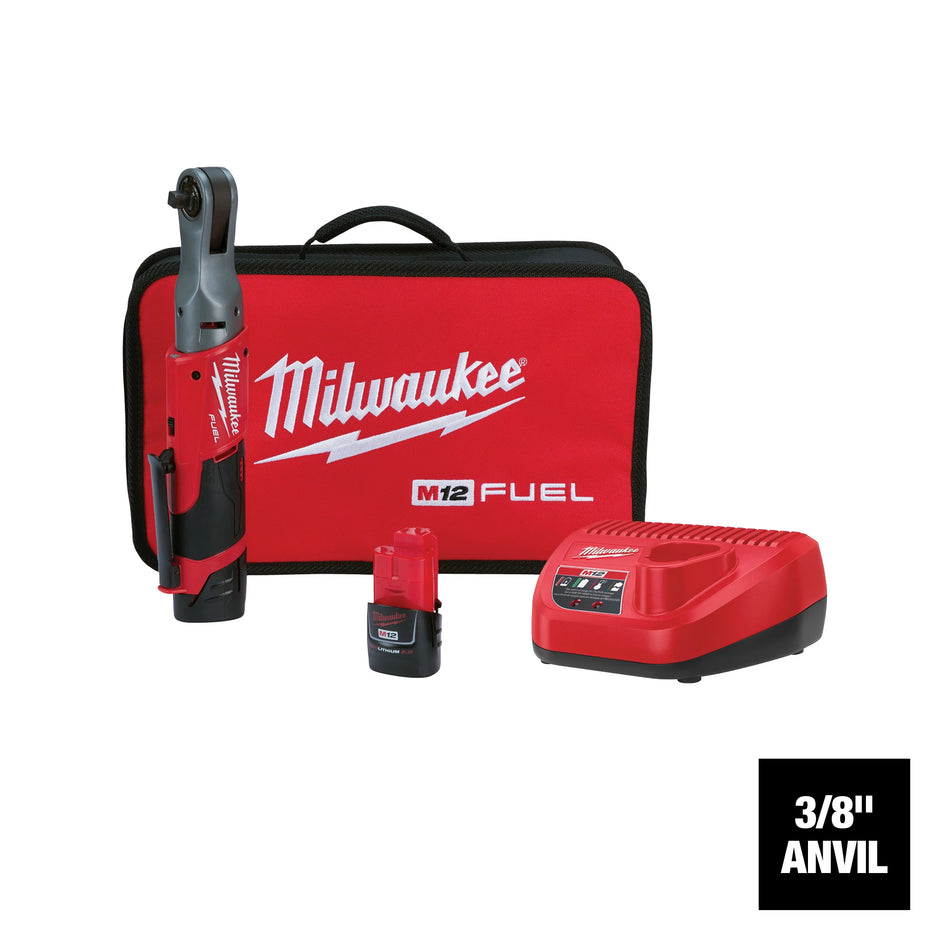 Milwaukee 2557-22, M12 FUEL 3/8" Ratchet 2 Battery Kit