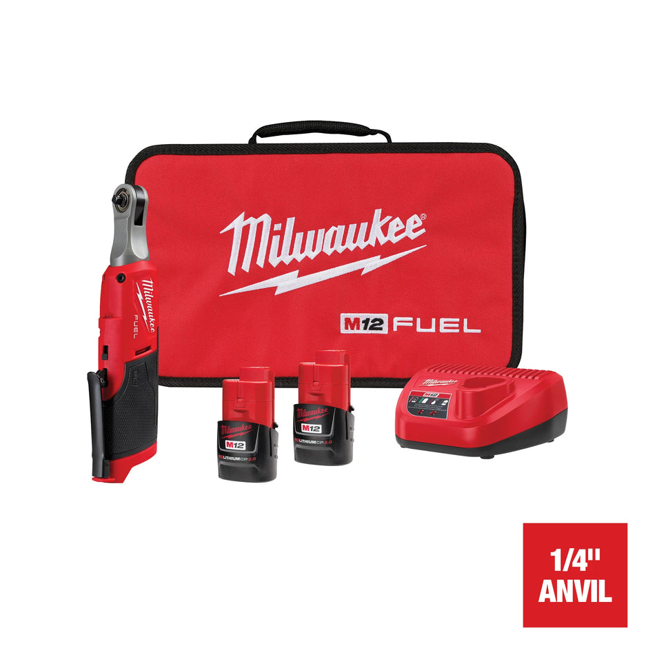Milwaukee 2566-22, M12 FUEL Brushless 1/4" High Speed Ratchet Kit