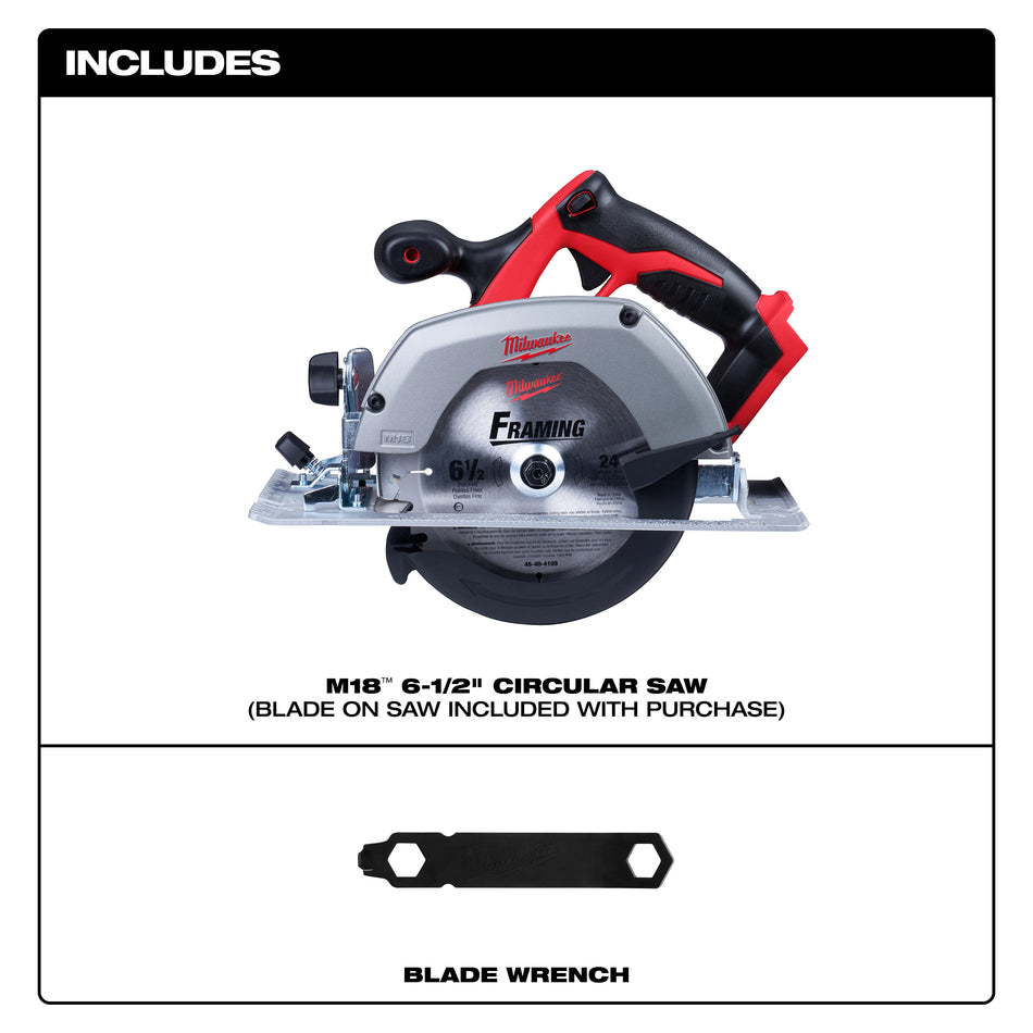 Milwaukee 2630-20, M18™ 6 ½" Circular Saw (Tool Only)