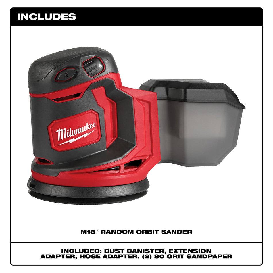 Milwaukee 2648-20, M18 Random Orbit Sander (Tool Only)