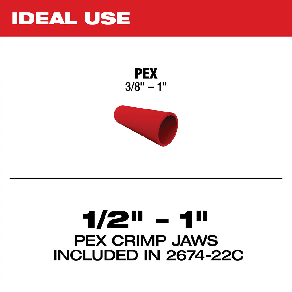 Milwaukee 2674-22C, M18 Short Throw Press Tool Kit with PEX Crimp Jaws